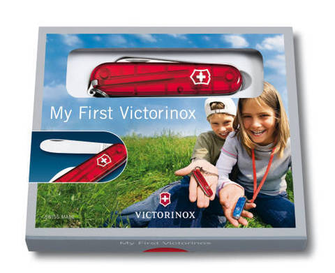 Нож My First Victorinox, 84 мм, 9 функций, полупрозрачный красный 0.2373.T от прозводителя Victorinox