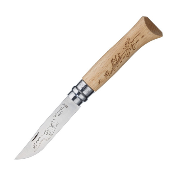 Нож Opinel №8, нержавеющая сталь, рукоять бук, гравировка велосипедист, 001790 001790 от прозводителя Opinel