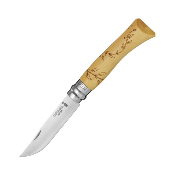 Нож Opinel №7 Nature, нержавеющая сталь, рукоять самшит, гравировка листья, 001551 001551 от прозводителя Opinel